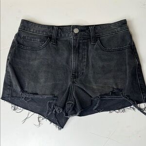 Hollister Black Jean Shorts Distressed High-Rise Mom Short 3”  W26 Size‎ 3
